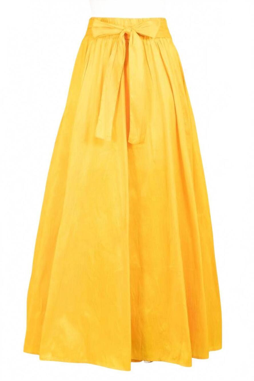 NEW STEP IN STYLE women's dupioni a-line maxi skirt in gold